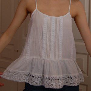 ✿ Mossimo White Lace Peplum Top